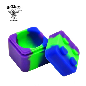 Square Silicone herb container lego shape Pill box Wax Oil Jar Storage case Smoking accessories